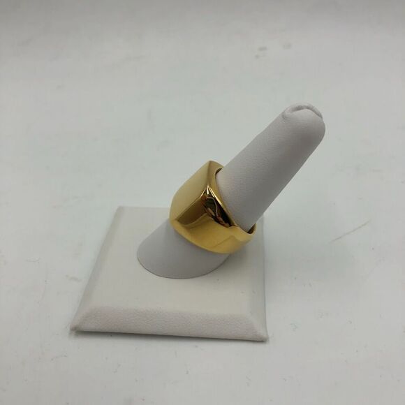 18K Gold Plated Womens Unisex Heavy Ring Square Waterproof Size 9 Hypoallergenic - Picture 6 of 13